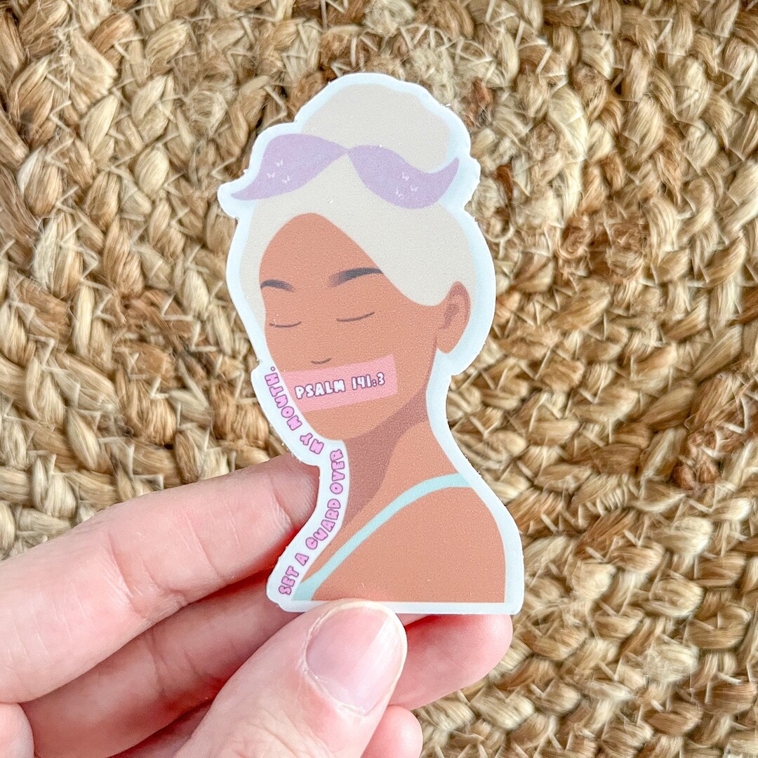 Set A Guard Over My Mouth Boho Sticker Scripture Sticker Faith Verse
