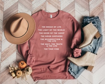 I Am Statements Sweatshirt | Scripture Sweatshirt | Faith Sweater | Christmas Gift for Mom | Gift For Mom Sweater | Reformation Day |