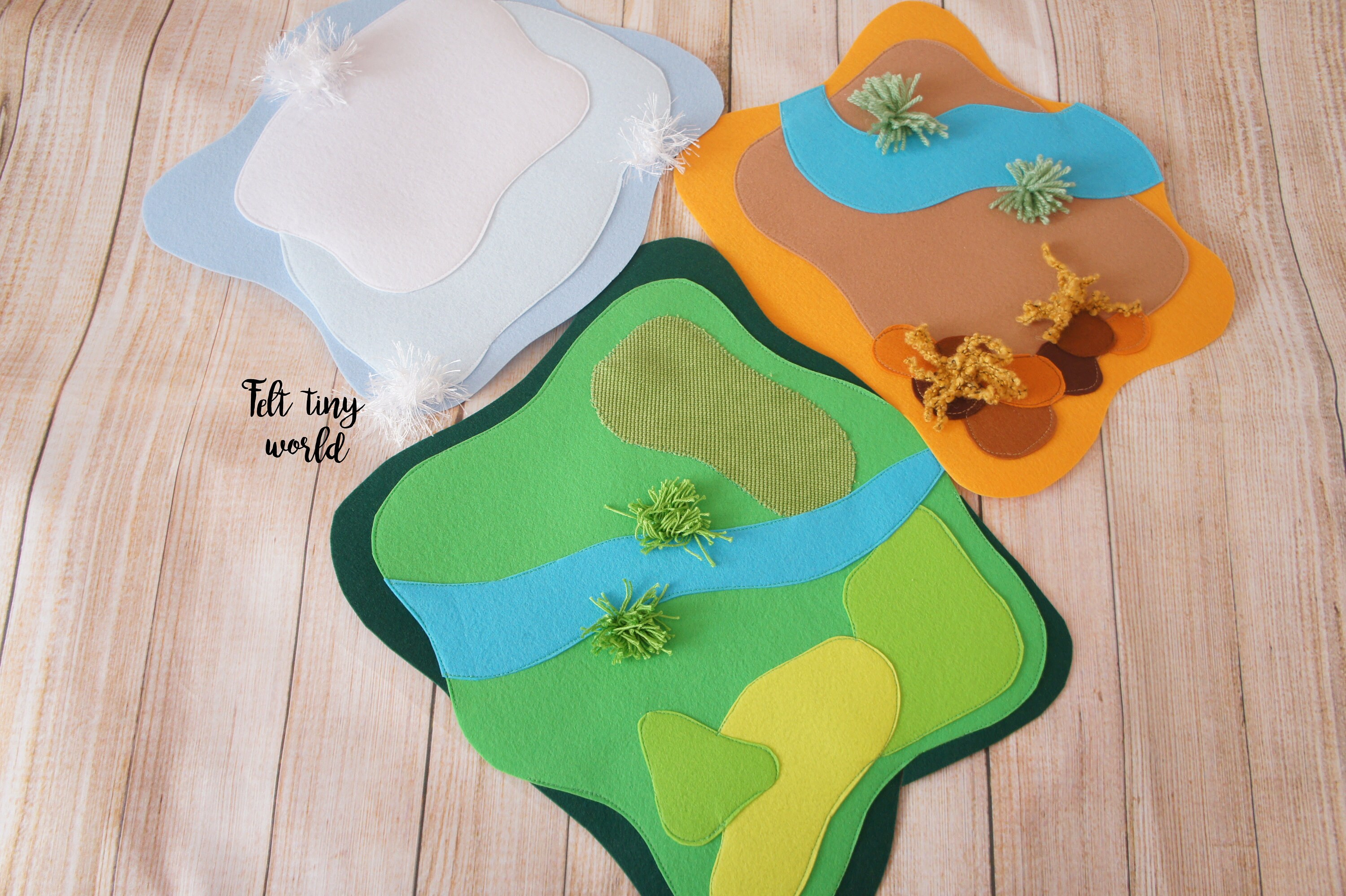 Felt play mat Set of 3 open ended toys Montessori materials Etsy