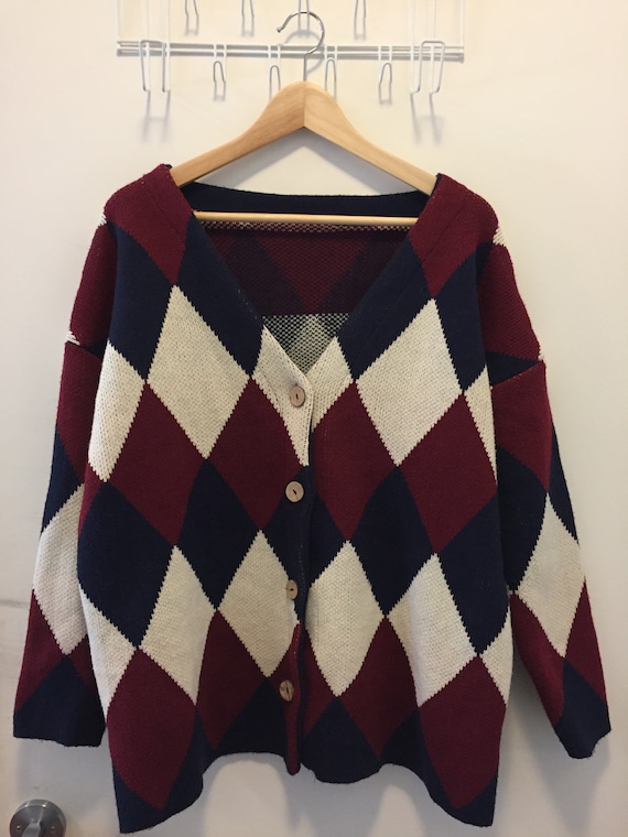 Unisex Argyle Checkered Cardigan