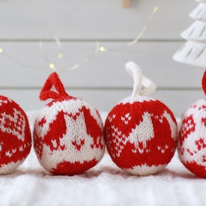 4-in-1 Christmas ornaments knitting pattern, PDF instruction for instant download, LOVING BIRDS image 1