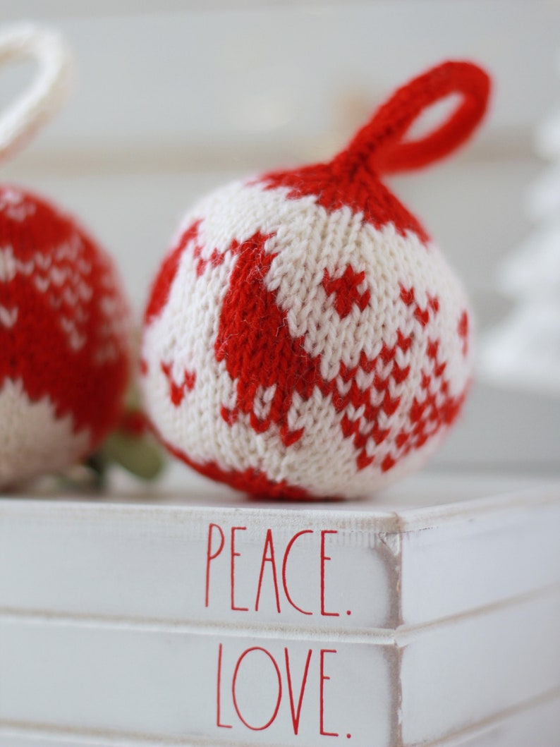 4-in-1 Christmas ornaments knitting pattern, PDF instruction for instant download, LOVING BIRDS image 4