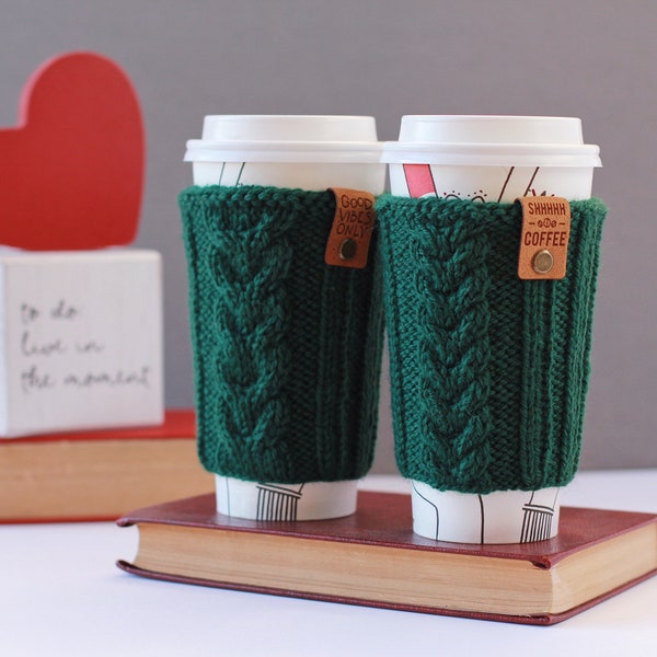 2-in-1 KNITTING PATTERN Mug sleeve, coffee cozy, tea cozies, double cable, instant pdf download