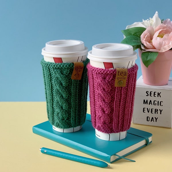 KNIT MUG COZY, coffee cup sweater, knitting pattern only