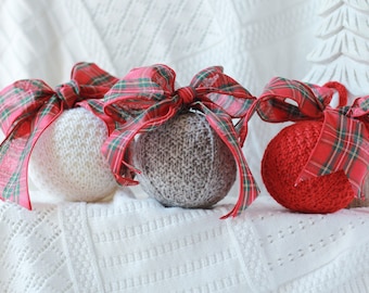KNITTING PATTERNS bundle, 3 in 1 Christmas ornaments, PDF tutorial for instant download, moss stitch