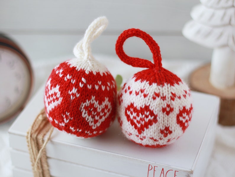 4-in-1 Christmas ornaments knitting pattern, PDF instruction for instant download, LOVING BIRDS image 6