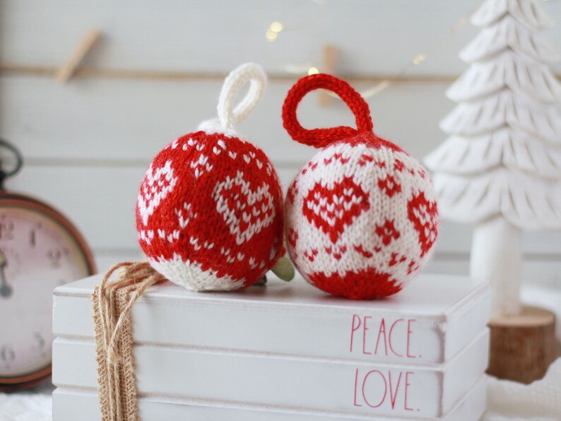 4-in-1 Christmas ornaments knitting pattern, PDF instruction for instant download, LOVING BIRDS image 7