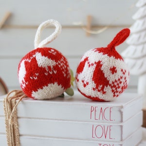 4-in-1 Christmas ornaments knitting pattern, PDF instruction for instant download, LOVING BIRDS image 3