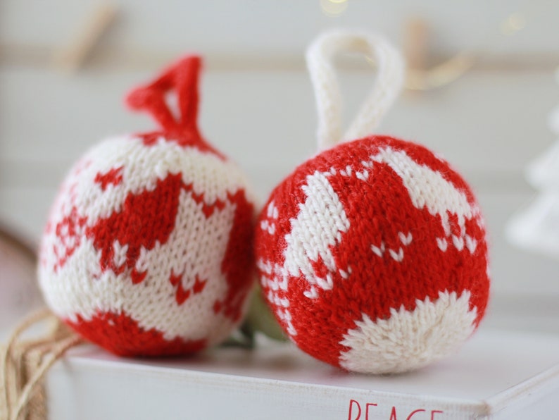 4-in-1 Christmas ornaments knitting pattern, PDF instruction for instant download, LOVING BIRDS image 9