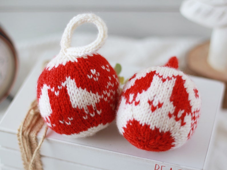 4-in-1 Christmas ornaments knitting pattern, PDF instruction for instant download, LOVING BIRDS image 2