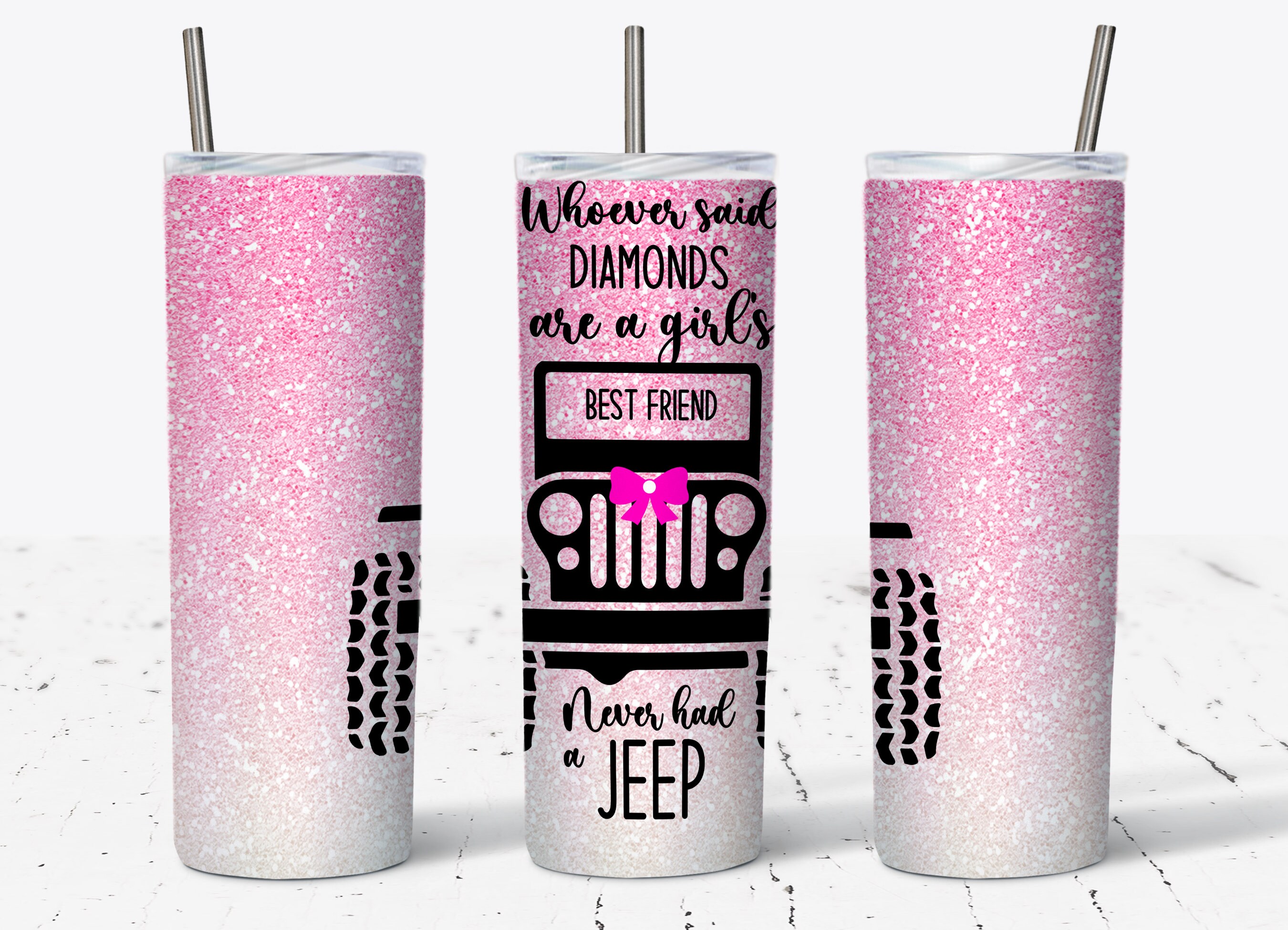 Pink Jeep Tumbler Etsy