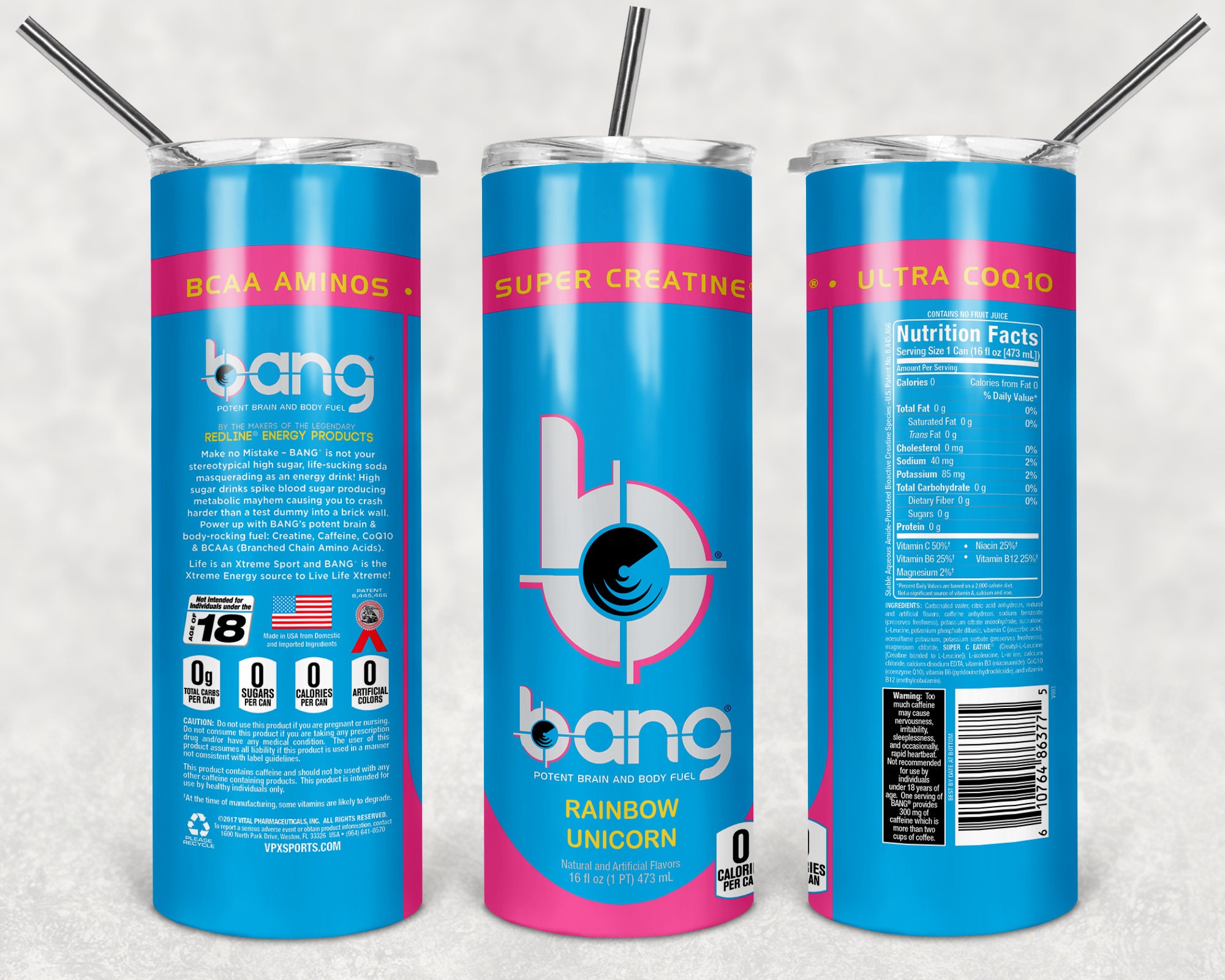 Bang Rainbow Unicorn Energy Drink Tumbler Etsy