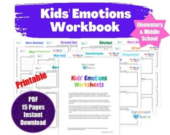 Planilhas de emoções infantis, livro de exercícios de aprendizagem socioemocional para alunos do ensino fundamental, planejador, atividade, ensinando as crianças sobre sentimentos