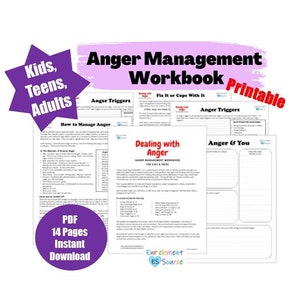 Anger Management Workbook for Kids, Teens, Adults, Dealing with Anger, Managing Anger, Problem Solving and Coping Skills, Techniques