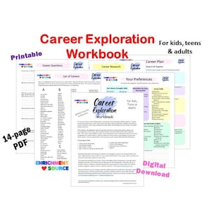 Career Lessons for Kids and Teens, Career Exploration Workbook, Job Readiness Curriculum, Teaching Career Skills, Career Awareness Lesson