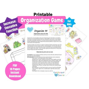 Organisiere es! Druckbares Spiel, Organisationsfähigkeiten, ADHS, Exekutivfunktion, Beratung, Gruppe sozialer Fähigkeiten, pädagogisch, Therapiewerkzeug