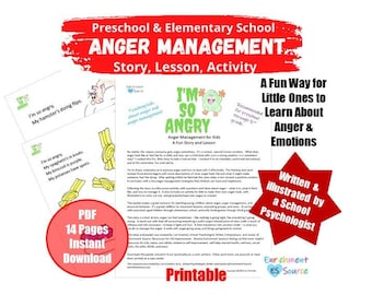 Young Kids Anger Management, Story, Lessons, Workbook, Preschool, Kindergarten, Early Elementary School, I'm So Angry Original Story Packet