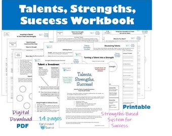 Cómo encontrar sus talentos y fortalezas, libro de trabajo de la guía del éxito para adultos y adolescentes, aprovechar talentos, desarrollar fortalezas, crear una vida exitosa