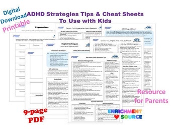ADHD Facts and Tips, Parent ADHD Cheat Sheets, ADHD Quick Reference Guide, adhd tips handouts, adhd tool, adhd information, adhd resource