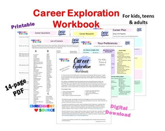 Lecciones de carrera para niños y adolescentes, Cuaderno de ejercicios de exploración profesional, Plan de estudios de preparación laboral, Enseñanza de habilidades profesionales, Lección de concienciación profesional