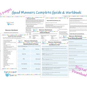 Good Manners Printable Guide, Manners Workbook, Manners Informative Packet, Manners Worksheets, Manners Lessons, Manners Resource