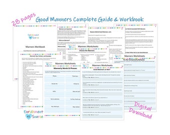 Good Manners Printable Guide, Manners Workbook, Manners Informative Packet, Manners Worksheets, Manners Lessons, Manners Resource