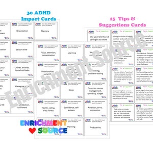 ADHD Flash Cards, ADHD Therapy Resource, ADHD Counseling Tool, ADHD vraagkaarten, ADHD kinderen flashkaarten, ADHD tienertherapie, ADHD volwassene afbeelding 3