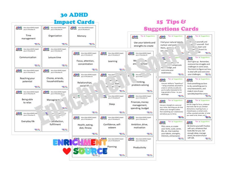 ADHD Flash Cards, ADHD Therapy Resource, ADHD Counseling Tool, ADHD vraagkaarten, ADHD kinderen flashkaarten, ADHD tienertherapie, ADHD volwassene afbeelding 3