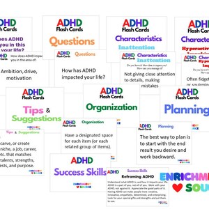 ADHD Flash Cards, ADHD Therapy Resource, ADHD Counseling Tool, ADHD vraagkaarten, ADHD kinderen flashkaarten, ADHD tienertherapie, ADHD volwassene afbeelding 6