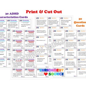 ADHD Flash Cards, ADHD Therapy Resource, ADHD Counseling Tool, ADHD vraagkaarten, ADHD kinderen flashkaarten, ADHD tienertherapie, ADHD volwassene afbeelding 2