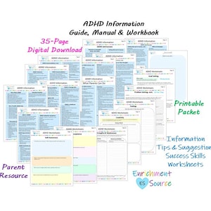 ADHD Information Packet Printable, Attention Deficit Disorder Complete Package, Attention Deficit Workbook, ADHD Information Symptoms Guide