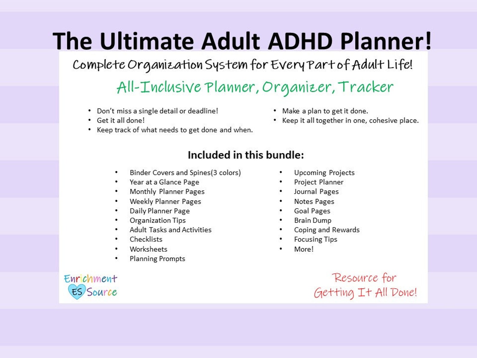 Adult ADHD Life Planner Organizer Printable ADD ADHD Adult Etsy