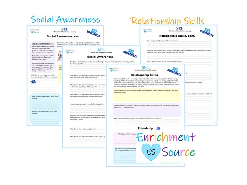 Social and Emotional Learning Worksheets, SEL Worksheets, Social ...