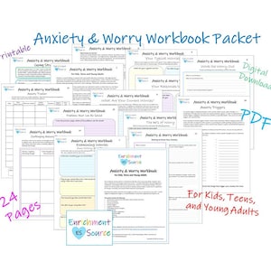 Anxiety Workbook for Kids, Teens, Young Adults, Worry Journal, Printable Mental Health Resource, Problem Solving, Coping Skills, Solutions