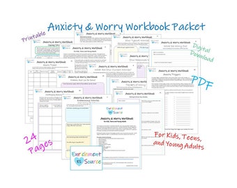 Anxiety Workbook for Kids, Teens, Young Adults, Worry Journal, Printable Mental Health Resource, Problem Solving, Coping Skills, Solutions