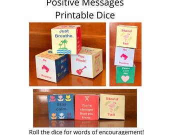 Positive Message Dice, Printable Encouragement for Kids, Motivational Words and Phrases, Inspiration, Mind Breaks, Positivity Activity