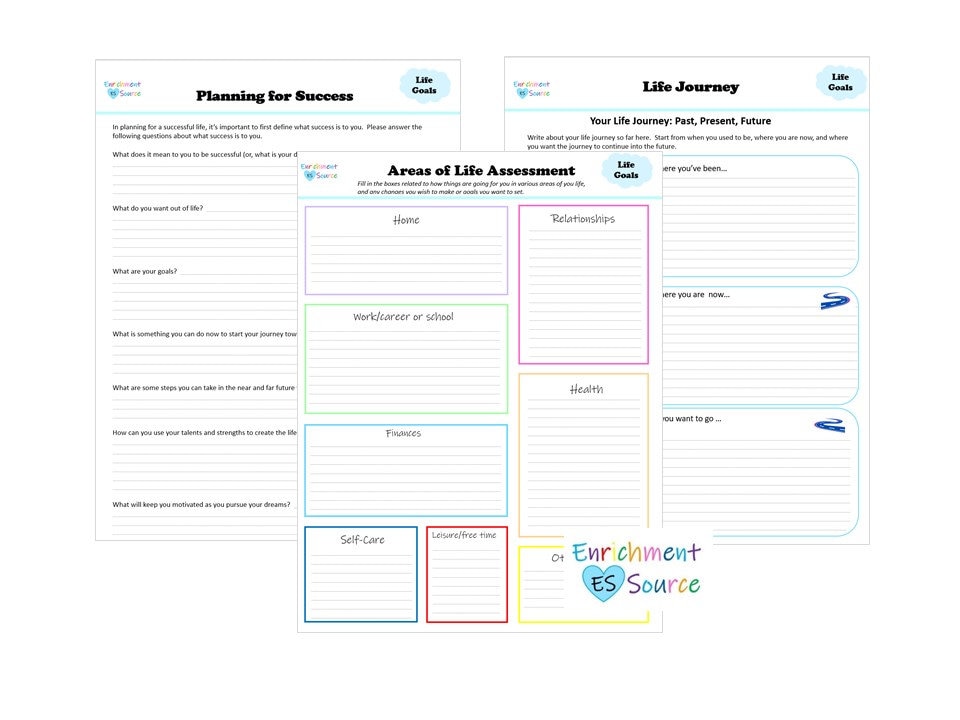 Life Goals and Action Plan Workbook, Worksheets, Planner Pages, Setting ...