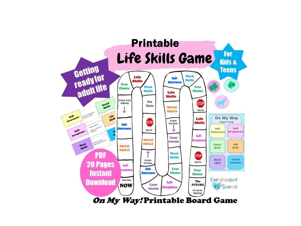 Life Skills Printable Board Game Counseling Group Game Adult 