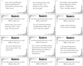 Manners Good or Bad Manners Flash Cards Social Skills - Etsy