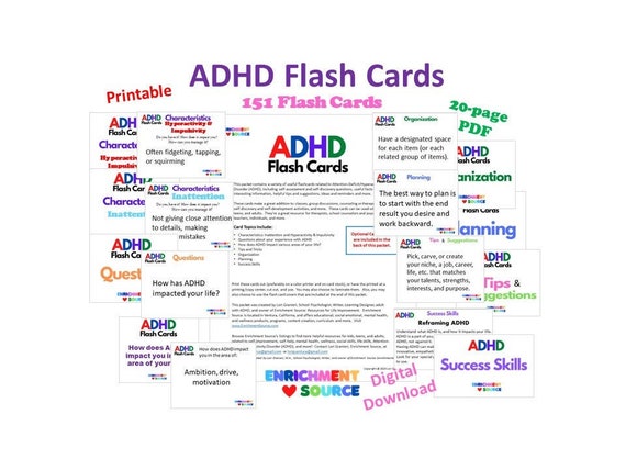 ADHD Flash Cards, ADHD Therapy Resource, ADHD Counseling Tool, adhd question cards, adhd kids flash cards, adhd teen therapy, adhd adult
