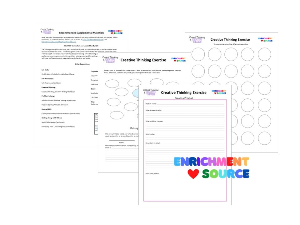 Critical Thinking Creative Thinking Lesson, Worksheets, Exercises for ...