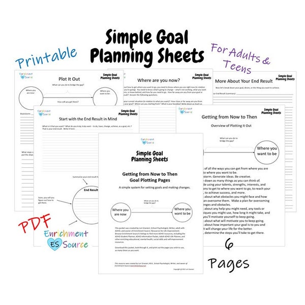 Simple Goal Setting Worksheets, Planning Pages for Achieving or Making Changes, Plot Out What You Want, Getting What You Want, Create System