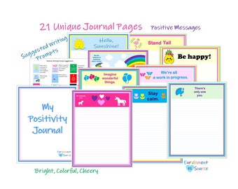 Kids Positivity Planner Printable, Girls Positive Planner, Kids Journal, Positive Thoughts Journal, Affirmation Pages, Writing Prompts