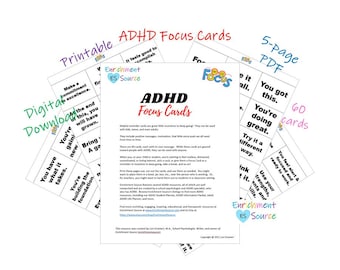 ADHD Focus Cards, ADHD Reminder Cards, ADHD Motivation, On Task Reminders, Incentive to Concentrate, Pay Attention Cards, Limit Distractions