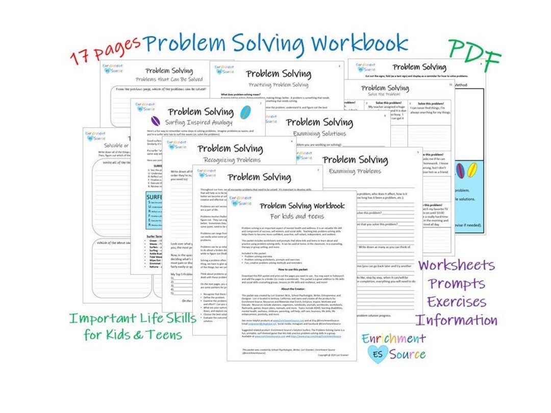 Problem solving printable workbook for kids and teens life skills