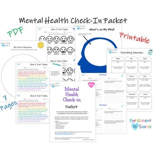 Mental Health Check-In Packet, Mental Health Check In Sheets for Teachers, Emotions Assessment, Social Emotional Wellbeing, Kids Wellness