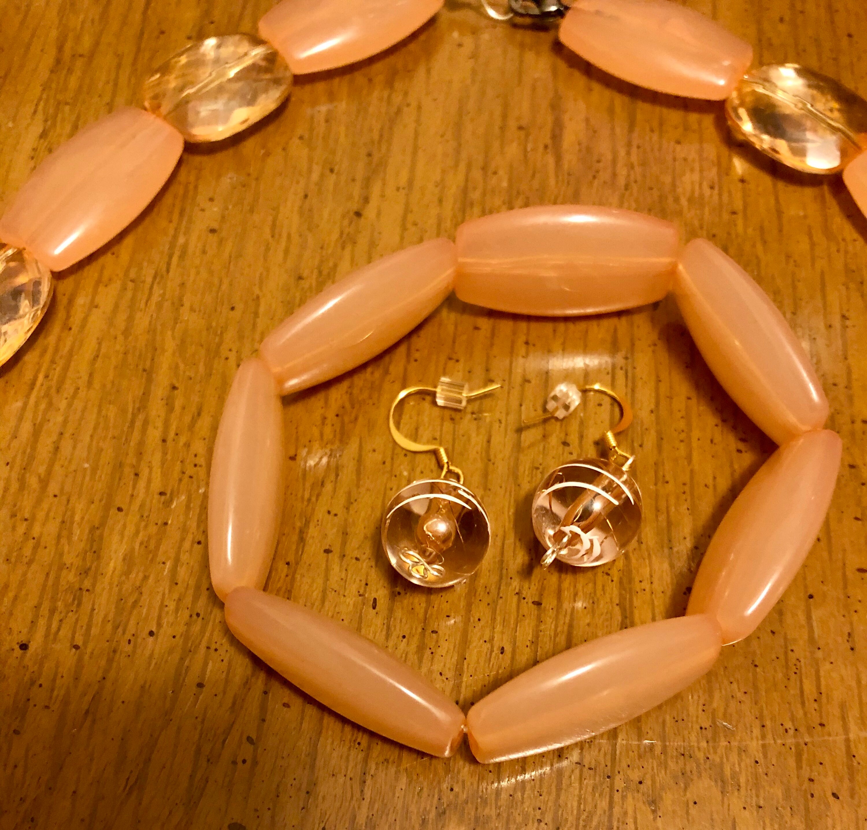 Peach Colored Jewelry Set Birthday Gift Stretch Bracelet Etsy Ireland