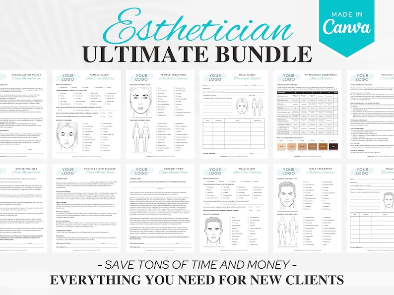 Client Intake Form - Facial Treatment Form Canva Esthetician Template ...