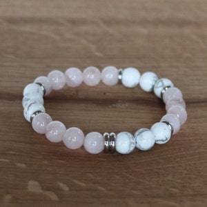 Bracelet Apaisant Quartz Rose Howlite 8mm femme Sans strass