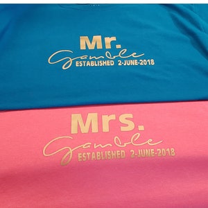 Personalized Gifts for Husband and Wife - Gifts for Husband - Tshirts - Wedding Estabished Date T Shirt-